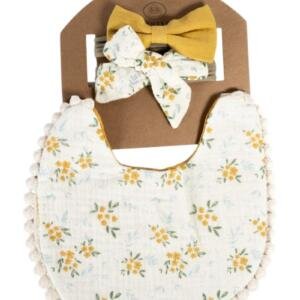 Ava Baby Bib and Ribbon Bow Set Multicolor