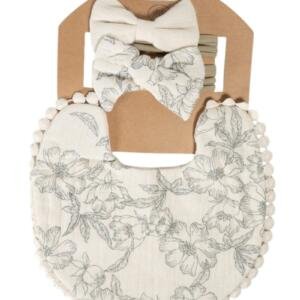 Ava Baby Bib and Ribbon Bow Set Multicolor