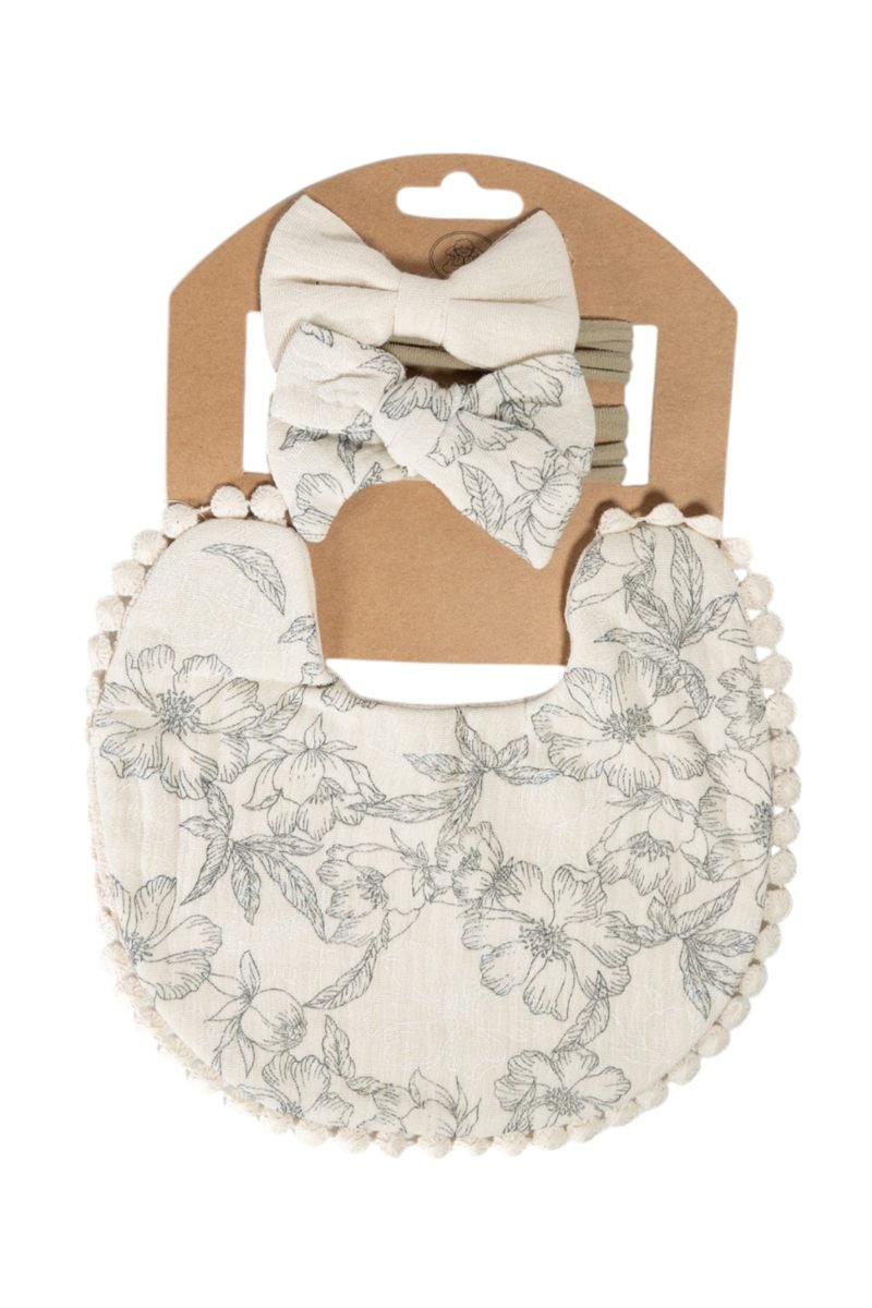 Ava Baby Bib and Ribbon Bow Set Multicolor