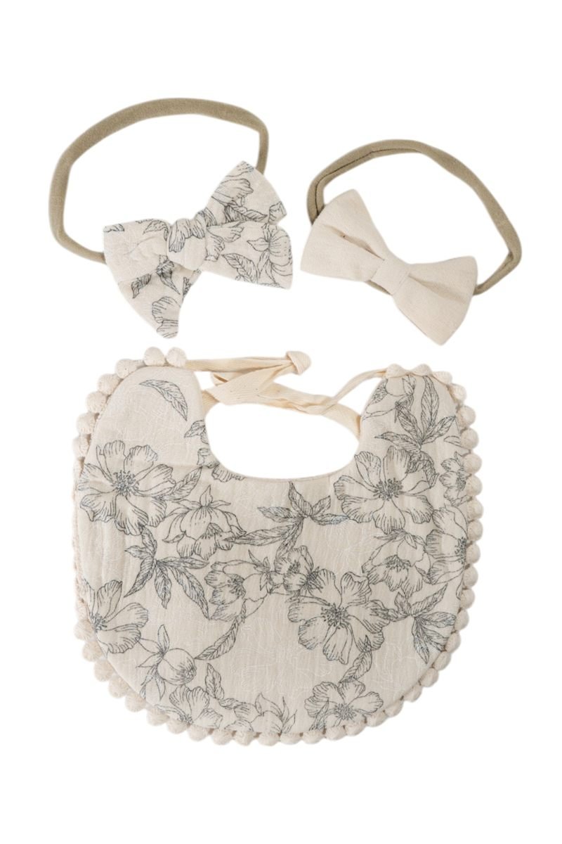 Ava Baby Bib and Ribbon Bow Set Multicolor – photo 2