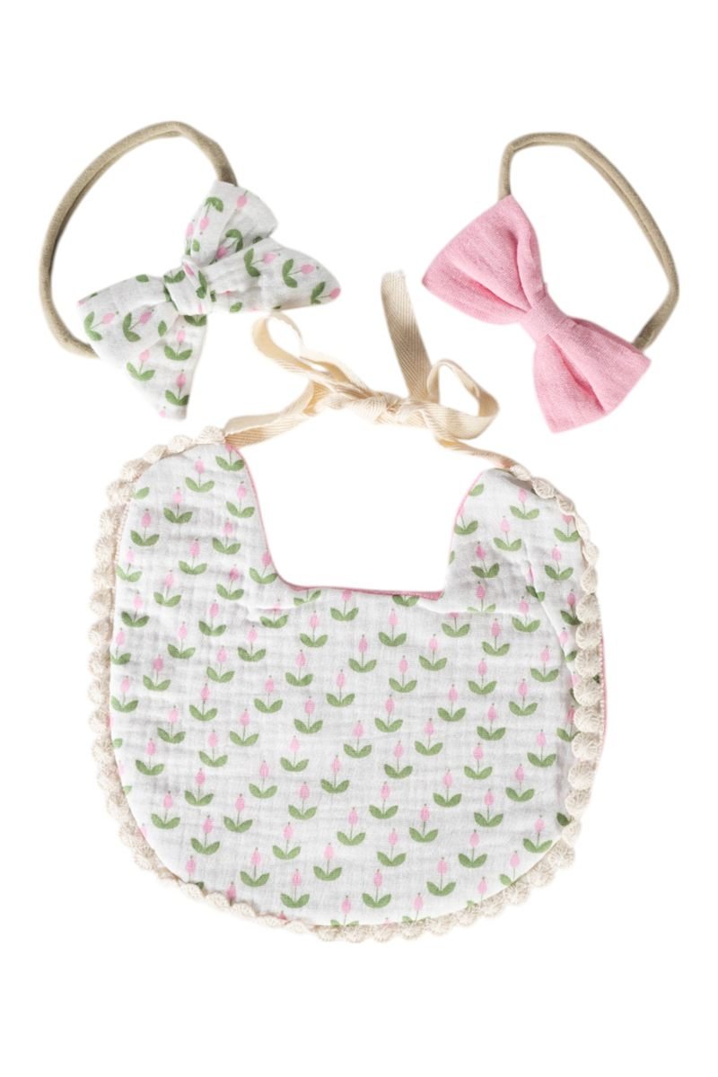 Ava Baby Bib and Ribbon Bow Set Multicolor – photo 2