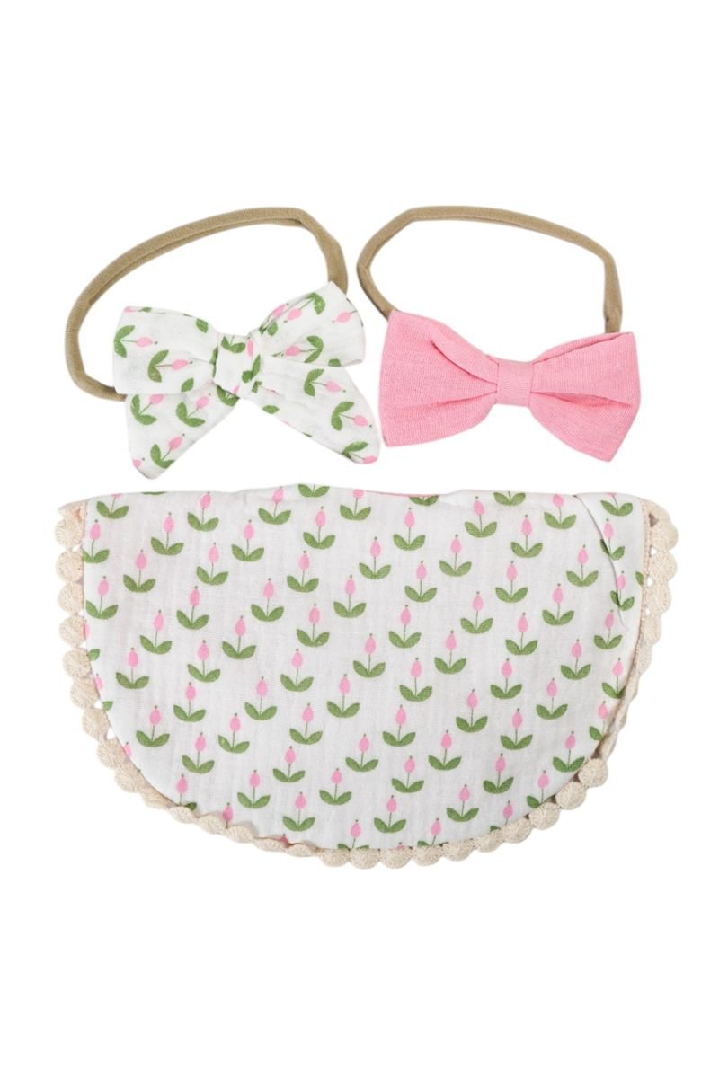 Ava Baby Bib and Ribbon Bow Set Multicolor – photo 3