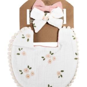 Ava Baby Bib and Ribbon Bow Set Multicolor