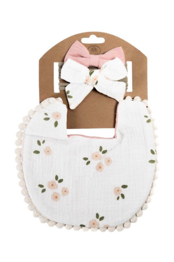 Ava Baby Bib and Ribbon Bow Set Multicolor