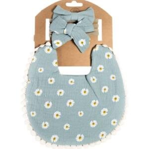 Ava Baby Bib and Ribbon Bow Set Multicolor