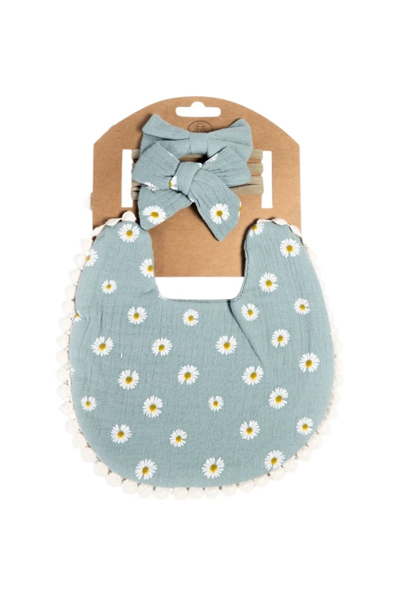 Ava Baby Bib and Ribbon Bow Set Multicolor