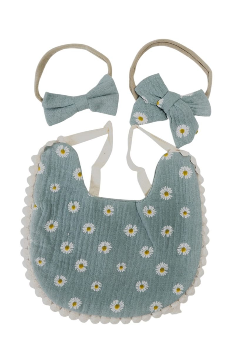 Ava Baby Bib and Ribbon Bow Set Multicolor – photo 2