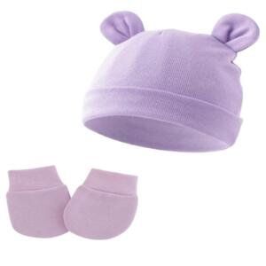 Set of 2 Little Bean Baby Hat and Mittens- Purple