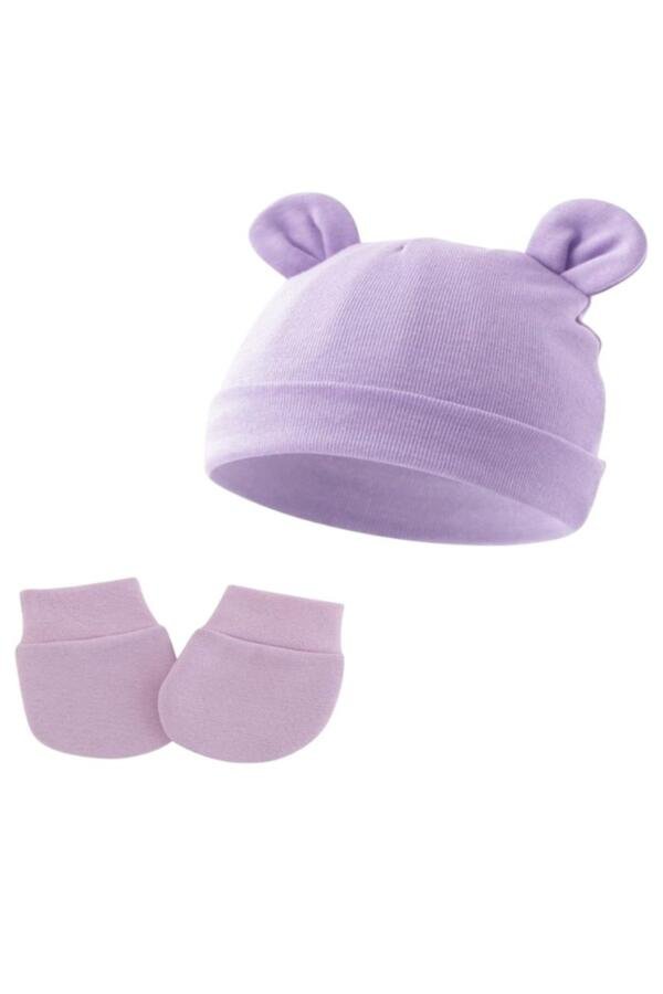 Set of 2 Little Bean Baby Hat and Mittens- Purple
