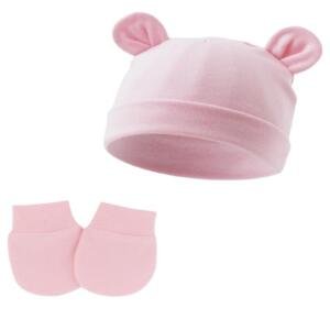 Set of 2 Little Bean Baby Hat and Mittens Pink