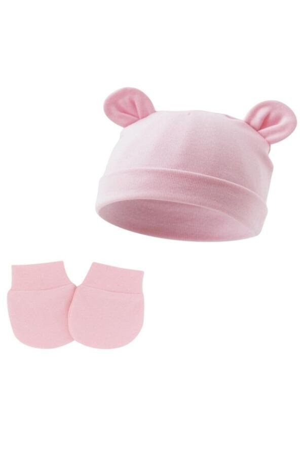 Set of 2 Little Bean Baby Hat and Mittens Pink