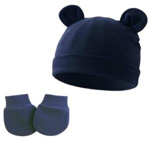 Set of 2 Little Bean Baby Hat and Mittens Navy Blue