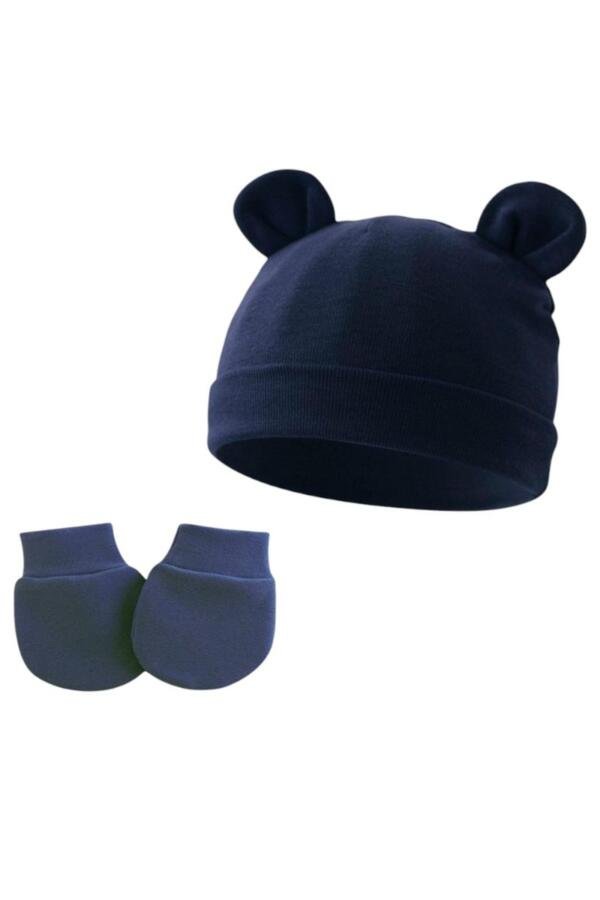 Set of 2 Little Bean Baby Hat and Mittens Navy Blue