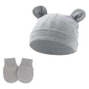 Set of 2 Little Bean Baby Hat and Mittens Gray