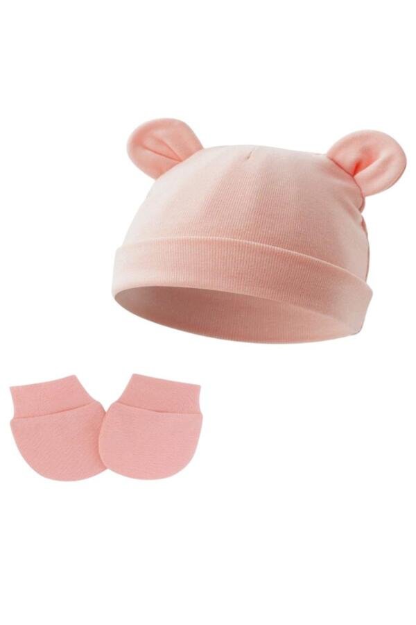 Set of 2 Little Bean Baby Hat and Mittens Pomelo Pink