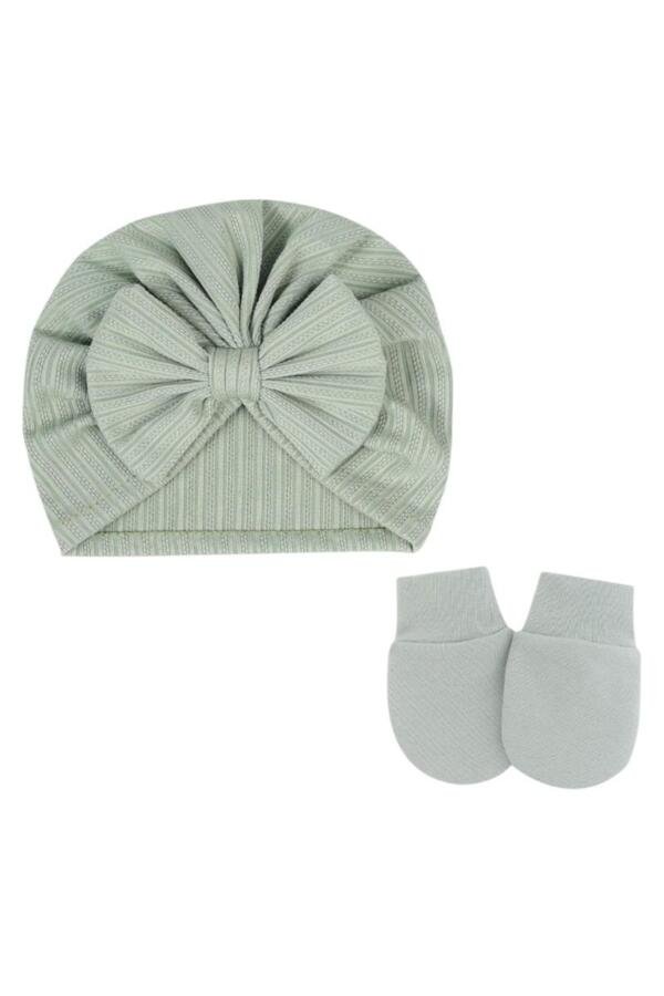 BabyBow Turban Hat and Mittens Olive Green