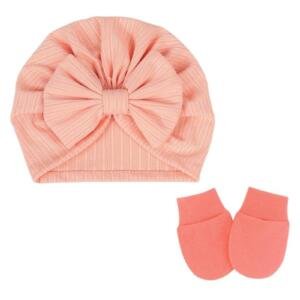 BabyBow Turban Hat and Mittens Pomelo Pink