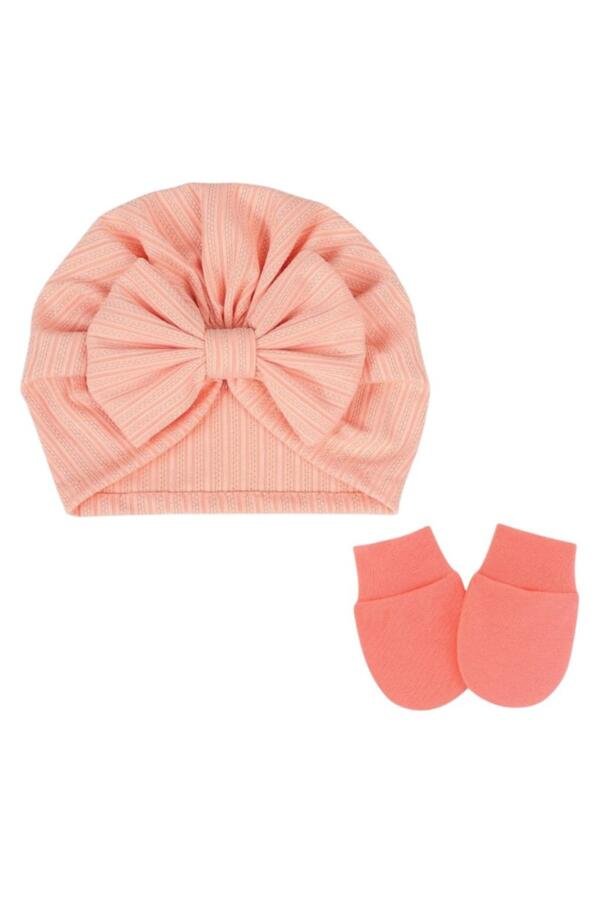 BabyBow Turban Hat and Mittens Pomelo Pink