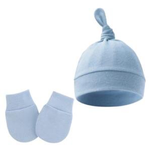 2 pcs TinyTops Baby Beanie and Mittens Blue