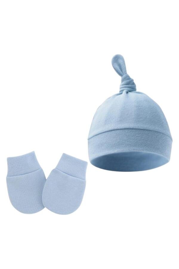 2 pcs TinyTops Baby Beanie and Mittens Blue