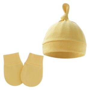 2 pcs TinyTops Baby Beanie and Mittens -Yellow
