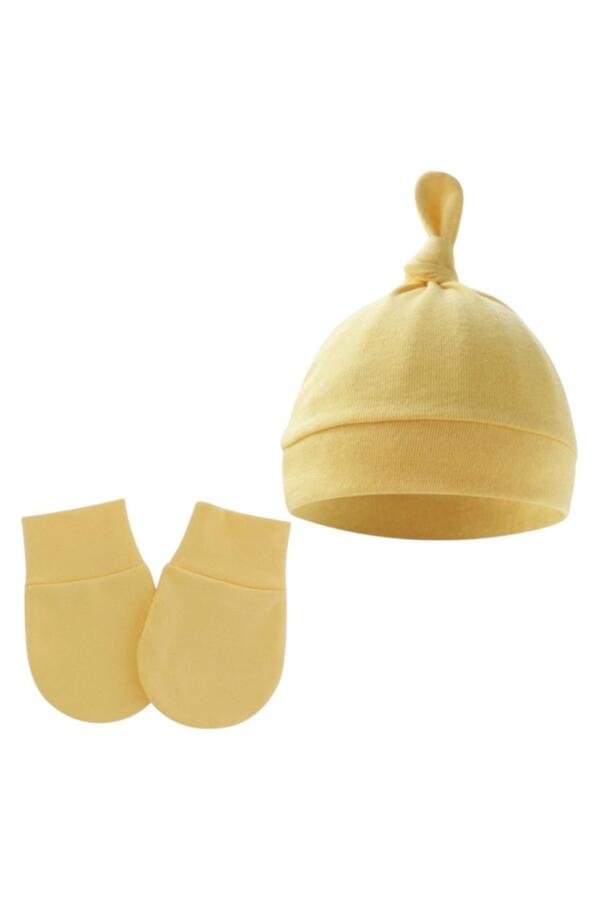 2 pcs TinyTops Baby Beanie and Mittens -Yellow