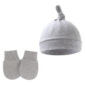 2 pcs TinyTops Baby Beanie and Mittens Gray