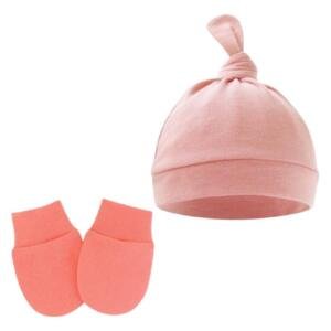 2 pcs TinyTops Baby Beanie and Mittens Pomelo Pink