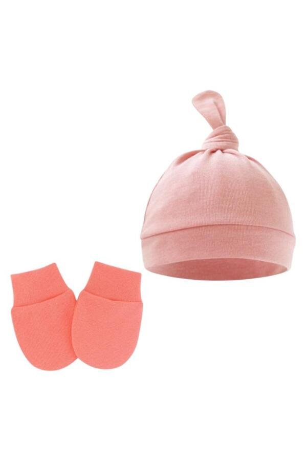 2 pcs TinyTops Baby Beanie and Mittens Pomelo Pink