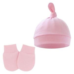 2 pcs TinyTops Baby Beanie and Mittens Pink