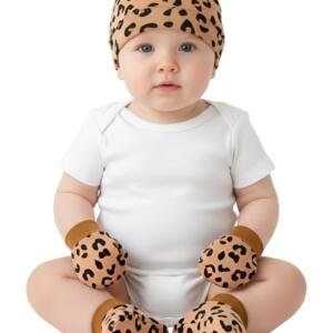 Leopard Print Hat, Mittens & Booties Set