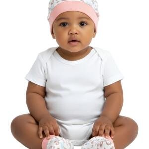Leopard Pink Print Baby Hat, Mittens & Booties Set
