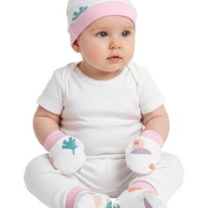 Shape Print Baby Hat, Mittens, and Booties Set