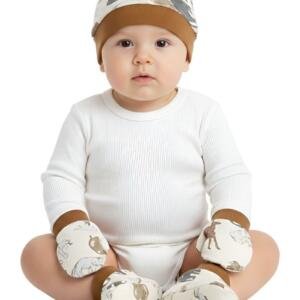 Animal Print Baby Hat, Mittens, and Booties Set