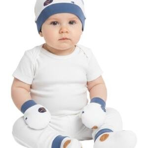 Planets Print Baby Hat, Mittens, and Booties Set