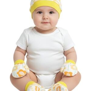 Flower Baby Hat, Mittens, and Booties Set