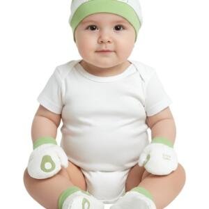 Avocado Print Baby Hat, Mittens, and Booties Set