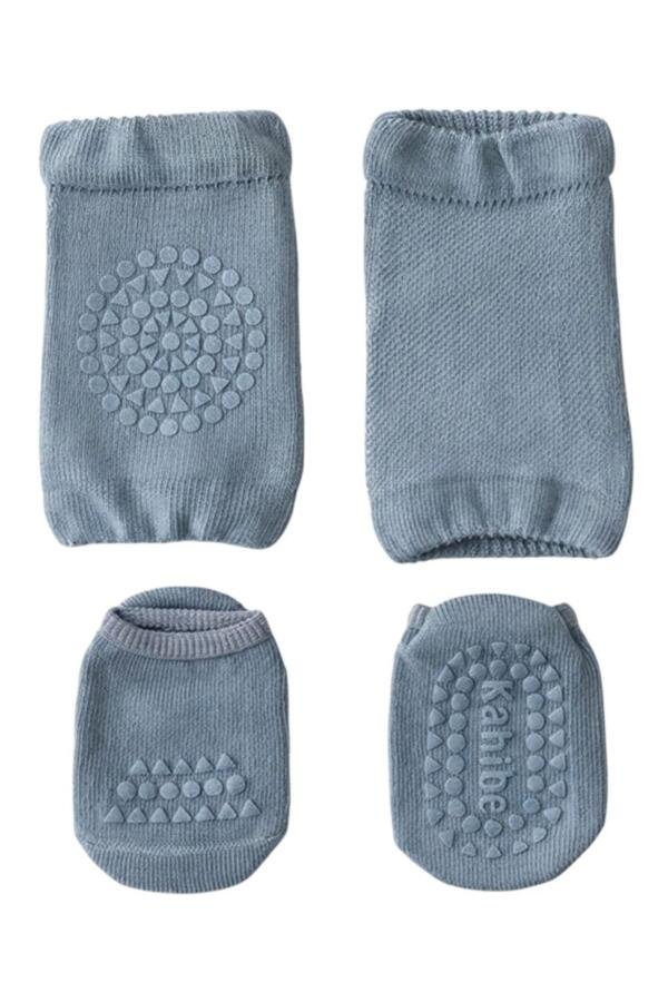 2-Piece Baby Knee Protective Knee Pad Set Blue Grey