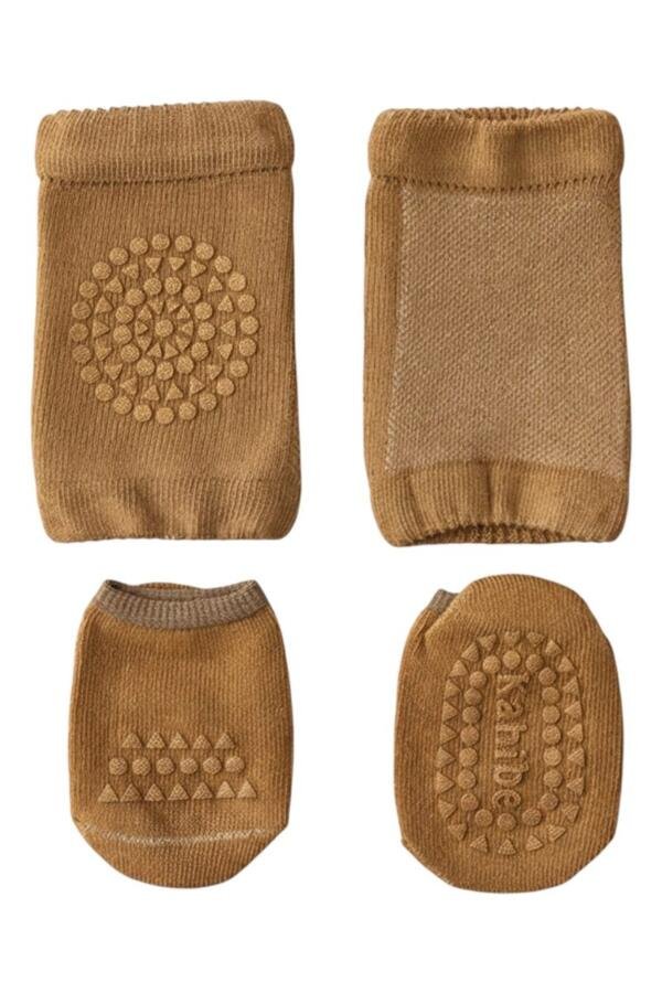 2-Piece Baby Knee Protective Knee Pad Set Brown