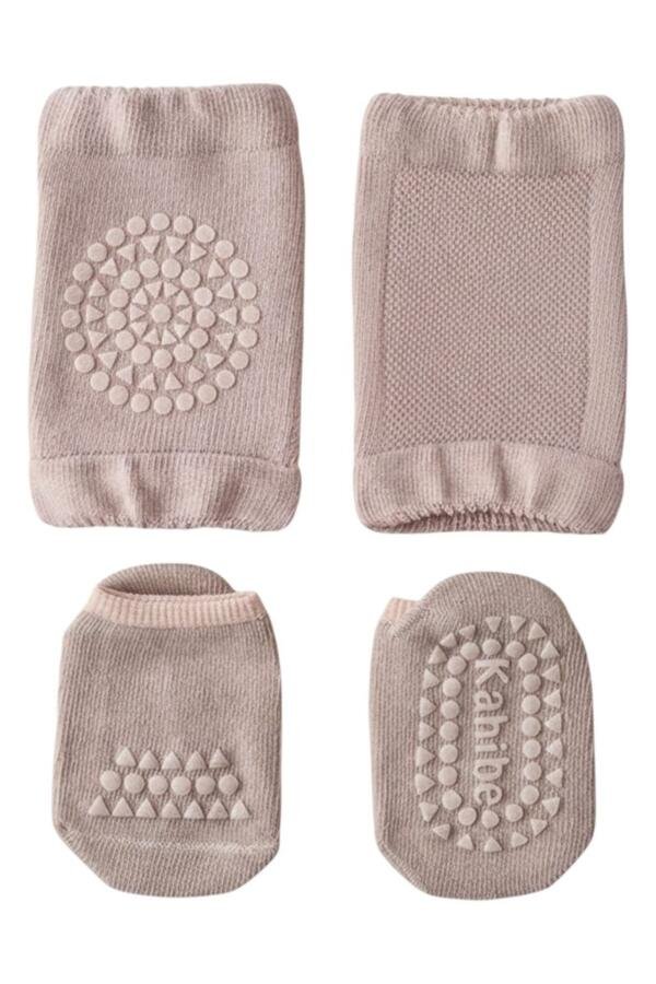 2-Piece Baby Knee Protective Knee Pad Set Beige Dark