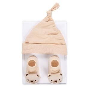 Little Boss Baby Knot Hat & Teddy Bear Socks Set