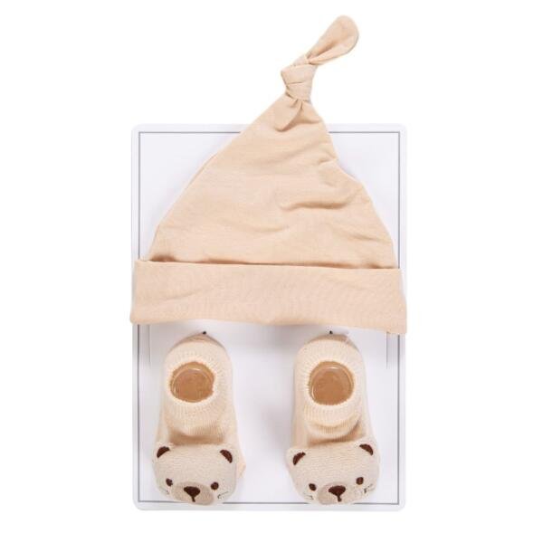 Little Boss Baby Knot Hat & Teddy Bear Socks Set