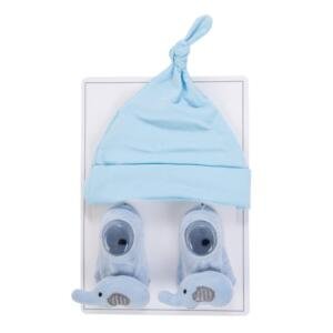 Little Boss Baby Knot Hat & Elephant Blue Socks Set