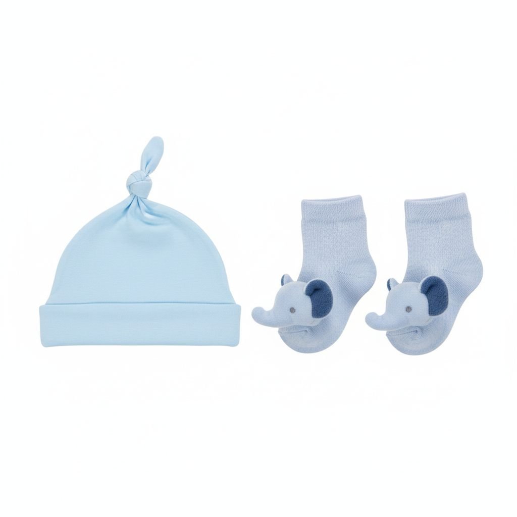 Little Boss Baby Knot Hat & Elephant Blue Socks Set – photo 3