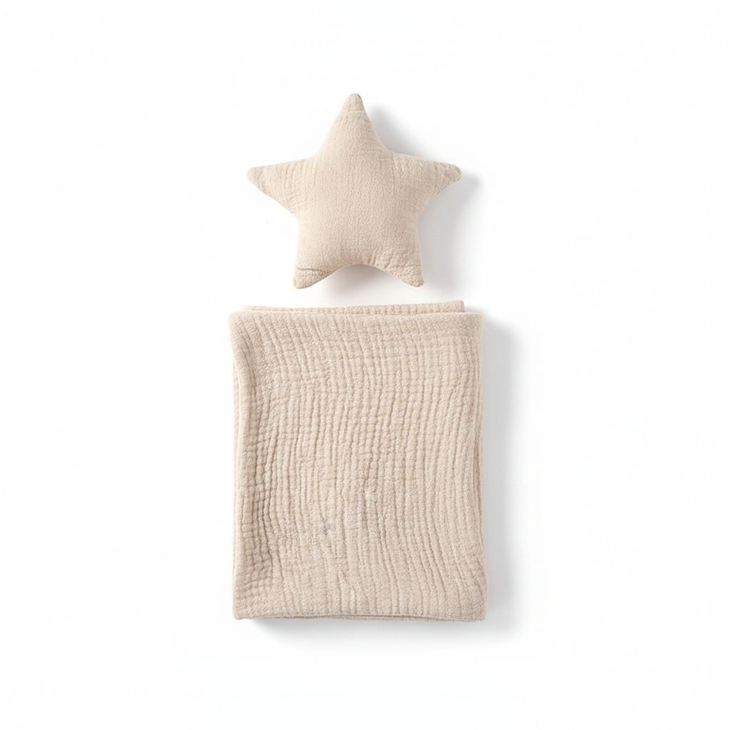 Baby Muslin Washcloth Beige – photo 2