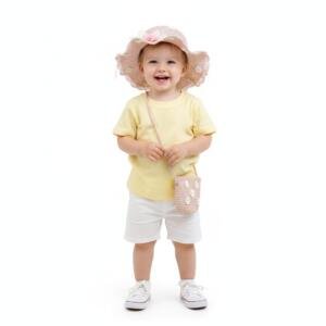 Straw Hat and Bag Set Pink