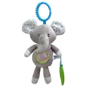 Plushie Stroller Toy with Teether Clip-Elephant Multicolor