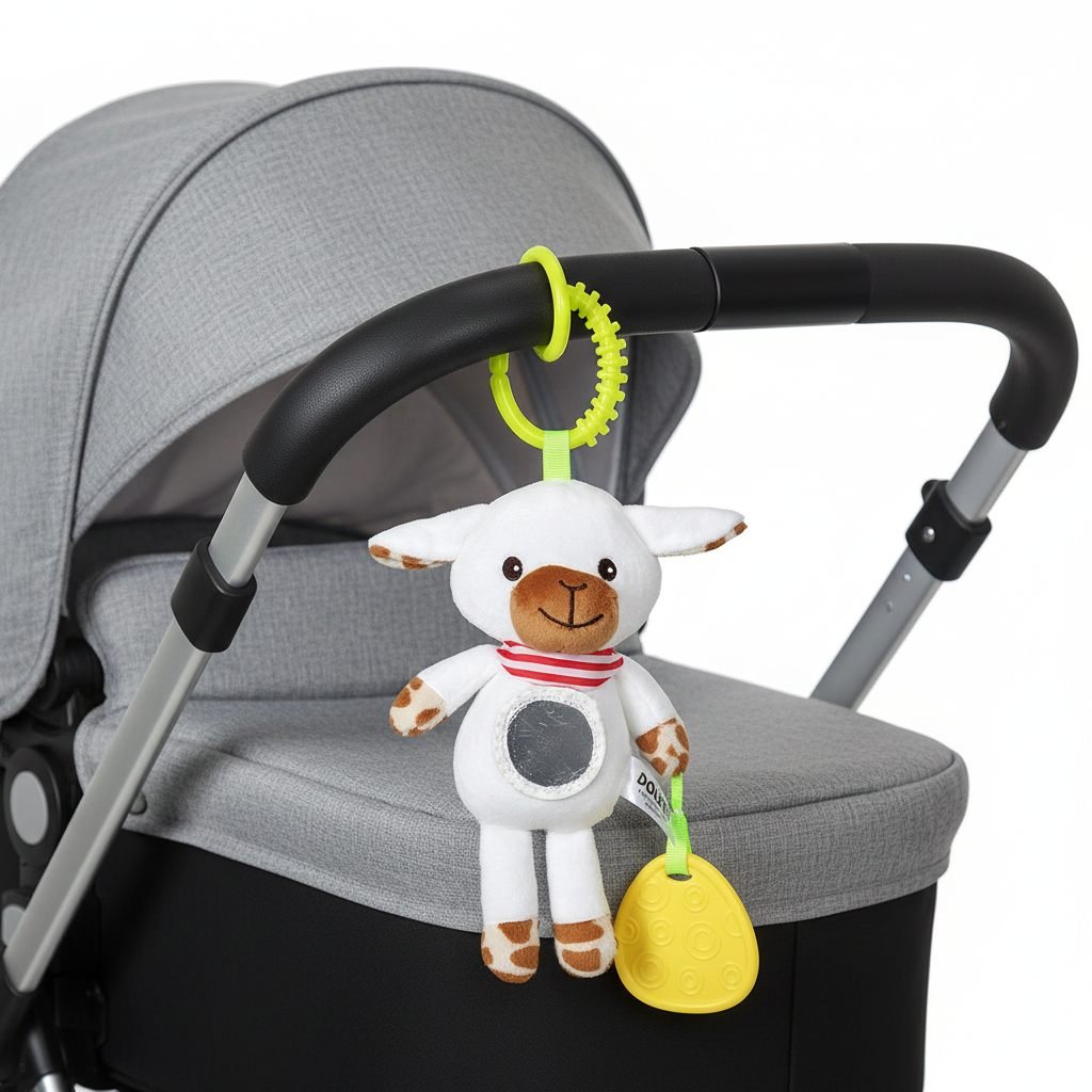 Plushie Stroller Toy with Teether Clip-Elephant Multicolor – photo 3