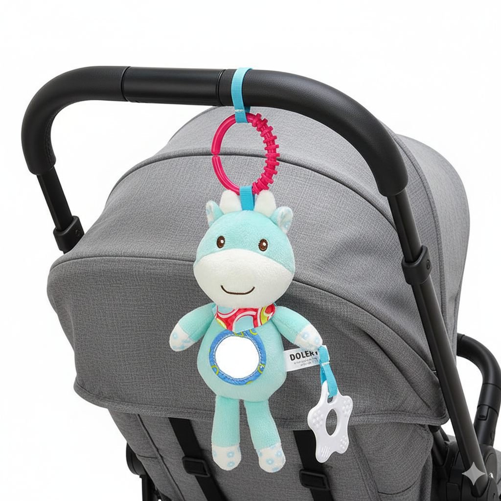 Plushie Stroller Toy with Teether Clip-Elephant Multicolor – photo 3