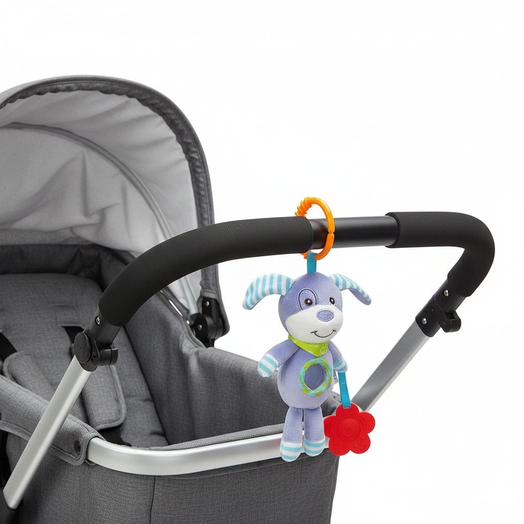 Plushie Stroller Toy with Teether Clip-Elephant Multicolor – photo 3